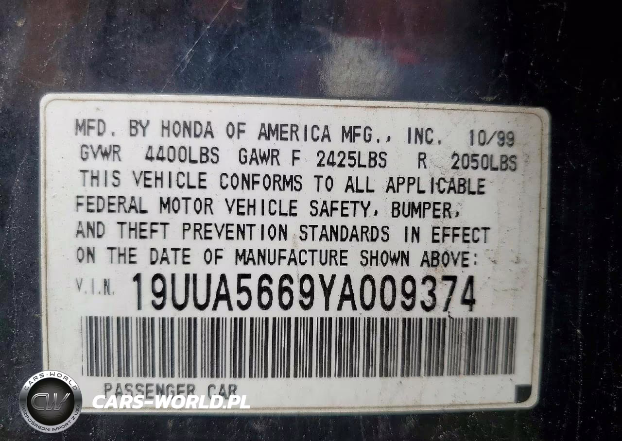 2000 Acura 3.2Tl VIN:19UUA5669YA009374 - 12
