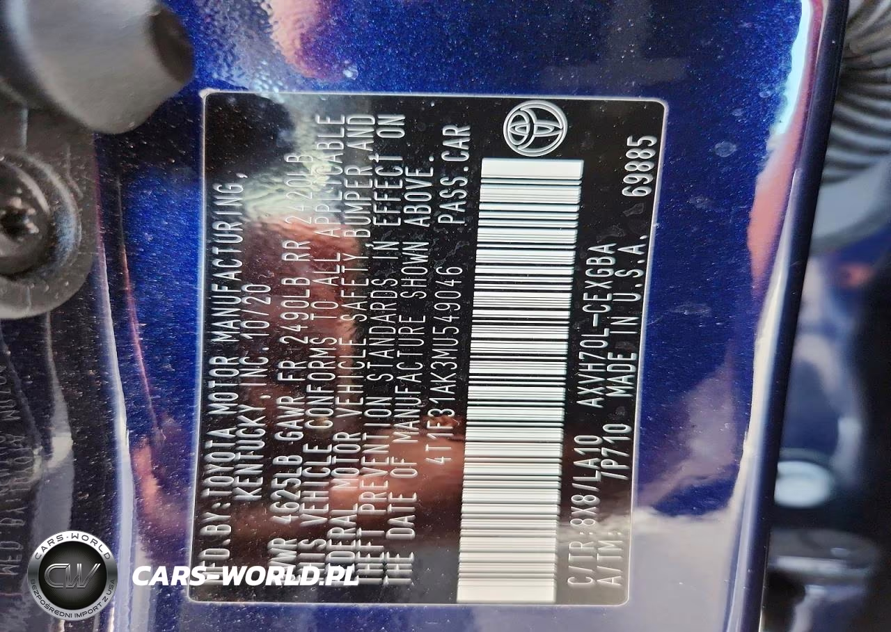 2021 Toyota Camry Xle VIN:4T1F31AK3MU549046 - 12
