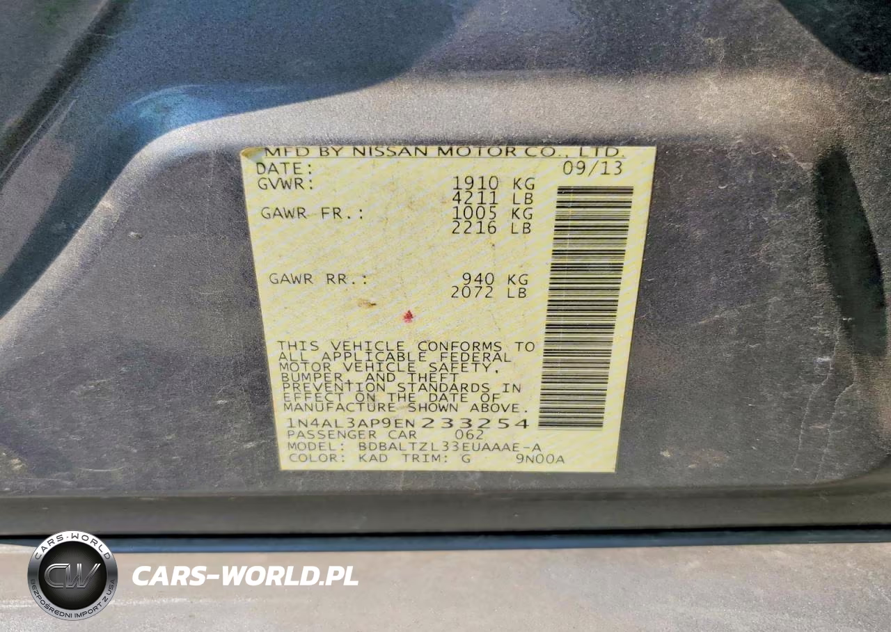 2014 Nissan Altima 2.5 Sv VIN:1N4AL3AP9EN233254 - 13