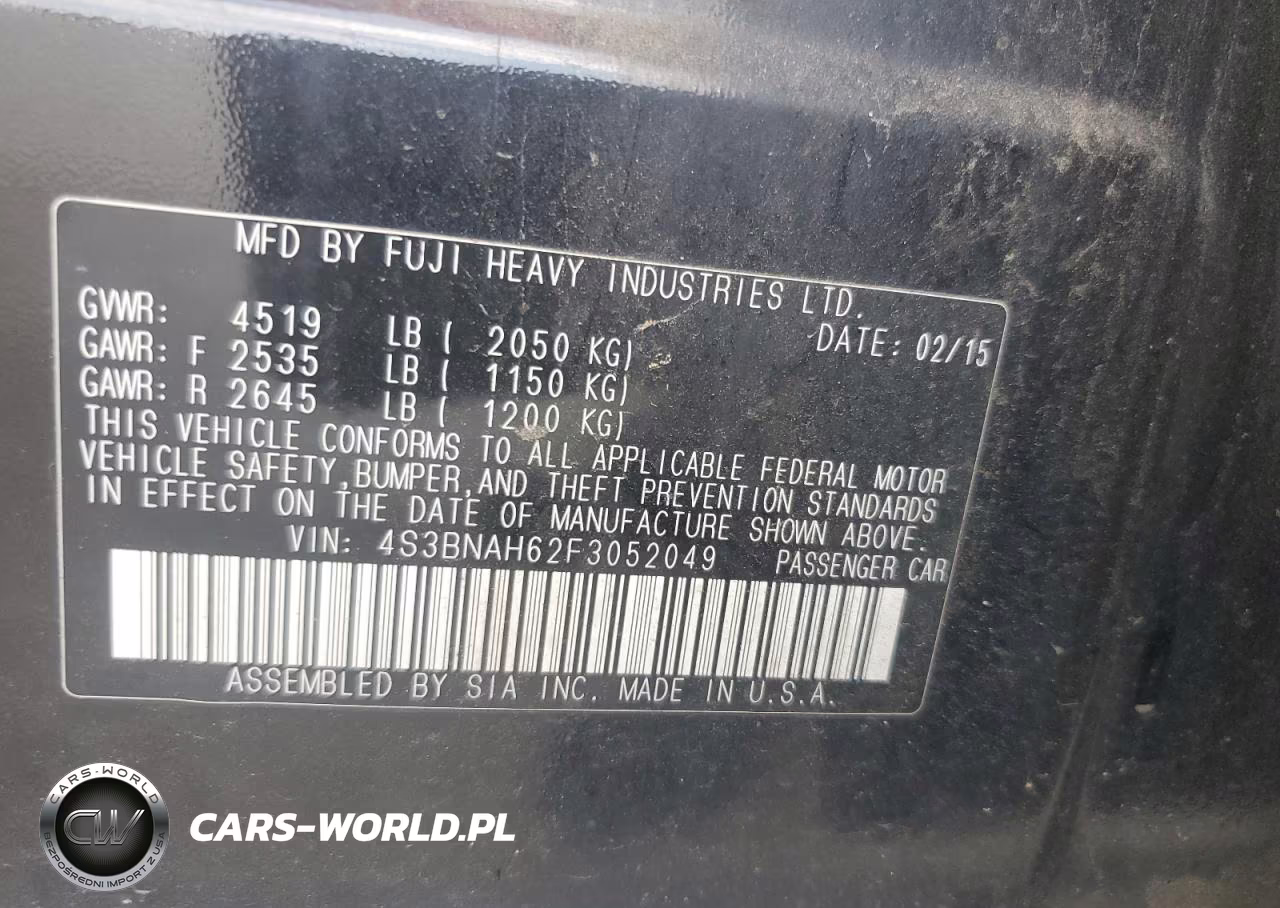 2015 Subaru Legacy 2.5I Premium VIN:4S3BNAH62F3052049 - 13