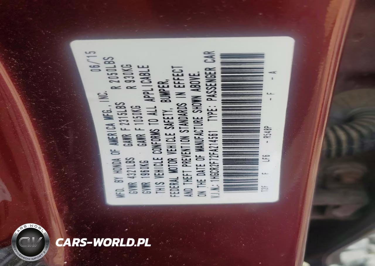 2015 Honda Accord Ex VIN:1HGCR2F72FA214561 - 12