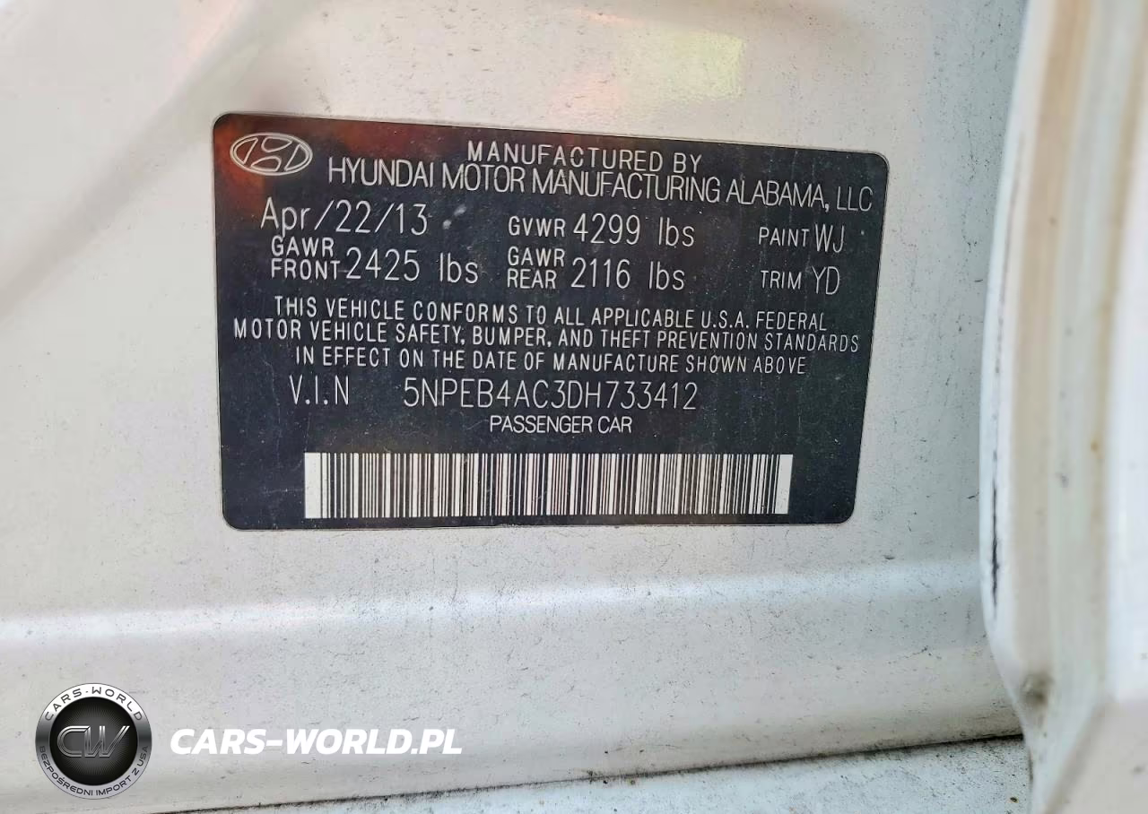 2013 Hyundai Sonata Gls VIN:5NPEB4AC3DH733412 - 13