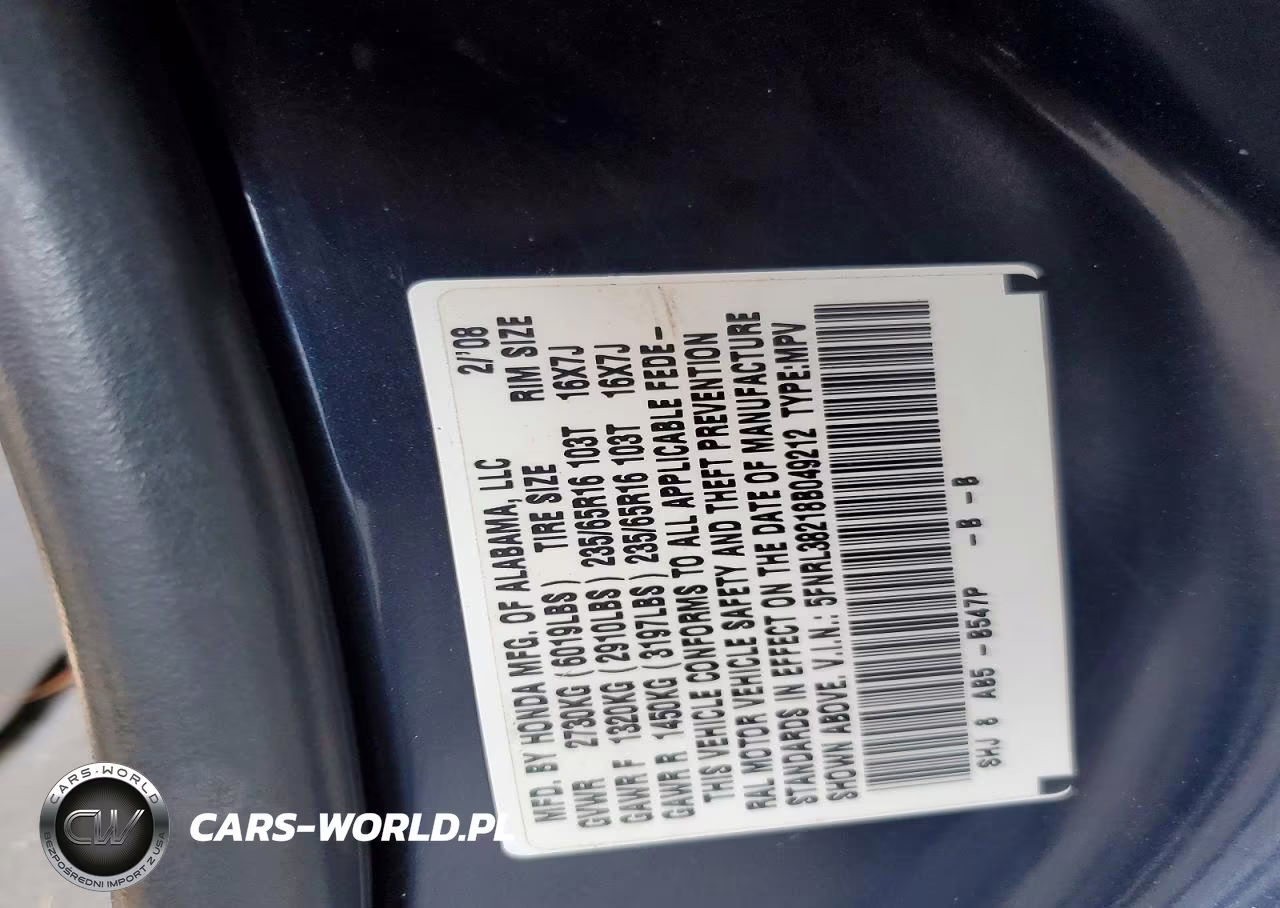 2008 Honda Odyssey Lx VIN:5FNRL38218B049212 - 13