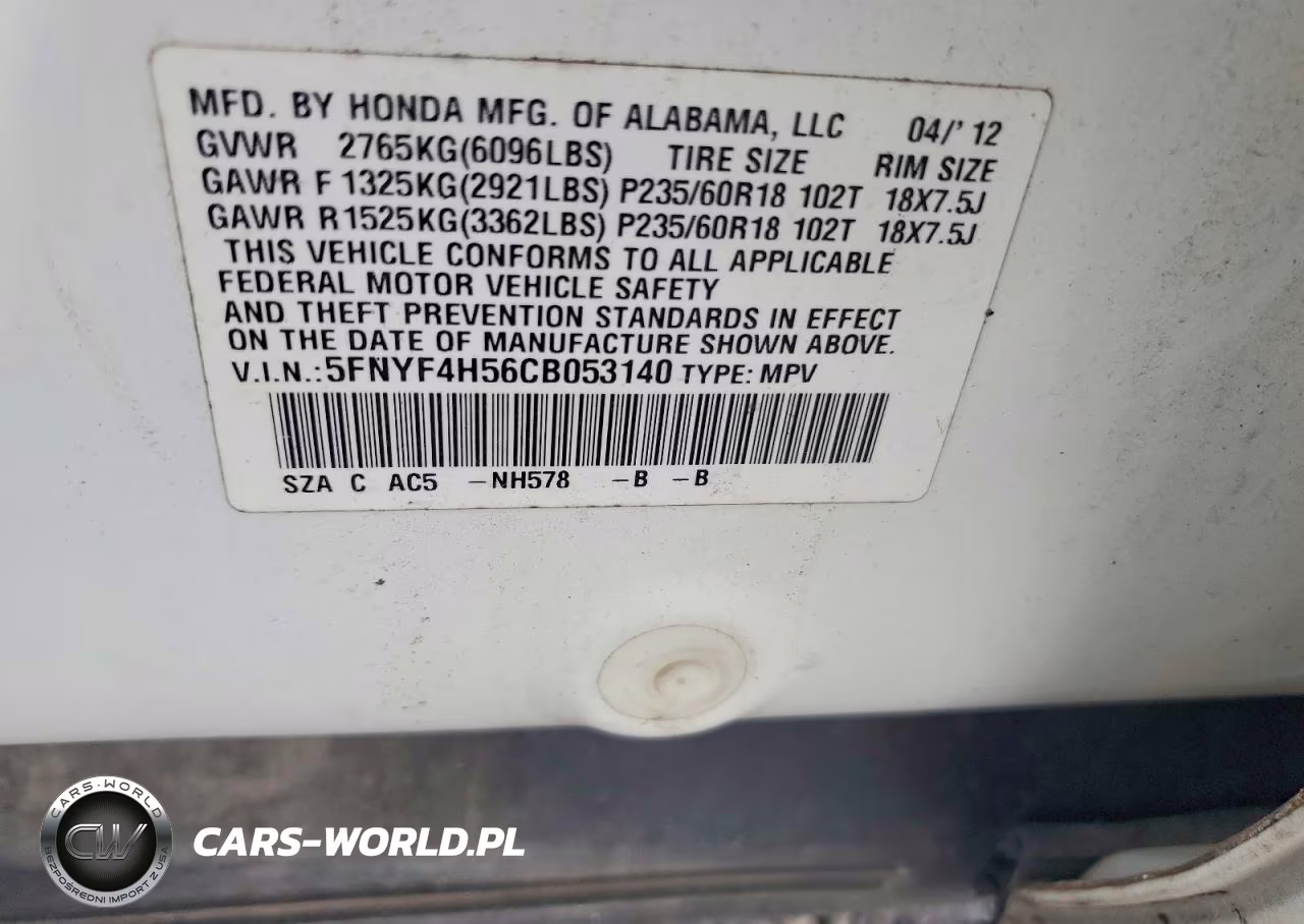 2012 Honda Pilot Exl VIN:5FNYF4H56CB053140 - 13
