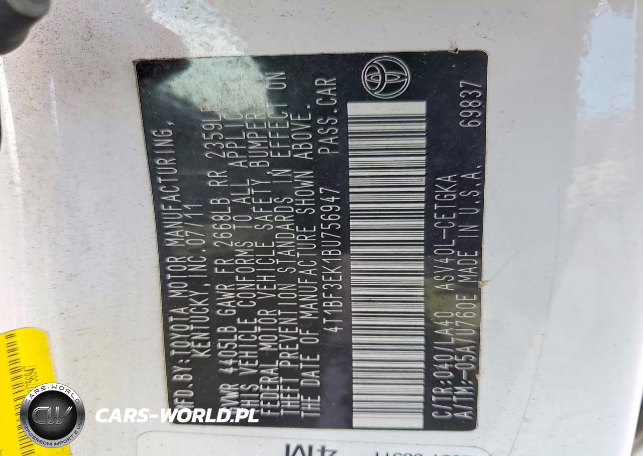 2011 Toyota Camry Xle VIN:4T1BF3EK1BU756947 - 12