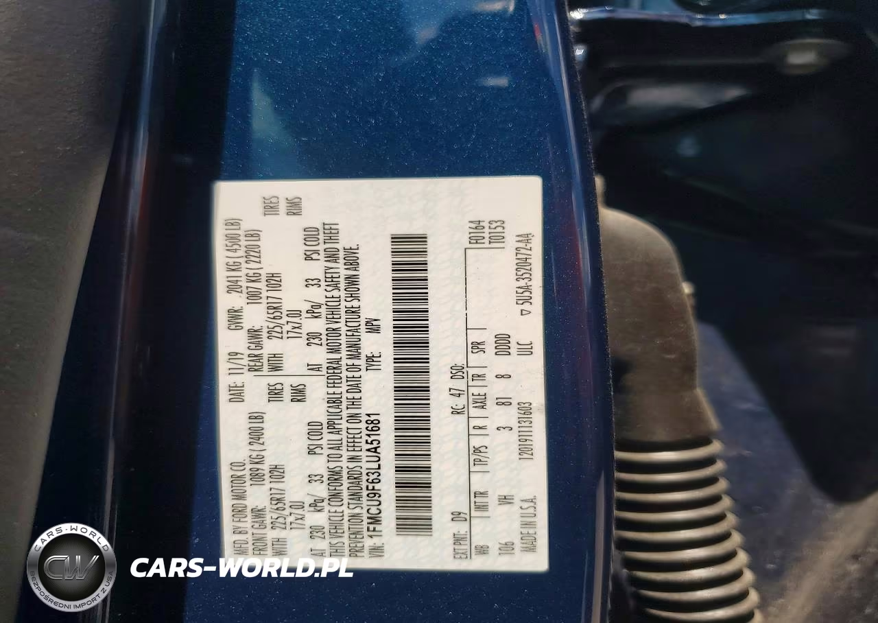 2020 Ford Escape S VIN:1FMCU9F63LUA51681 - 12