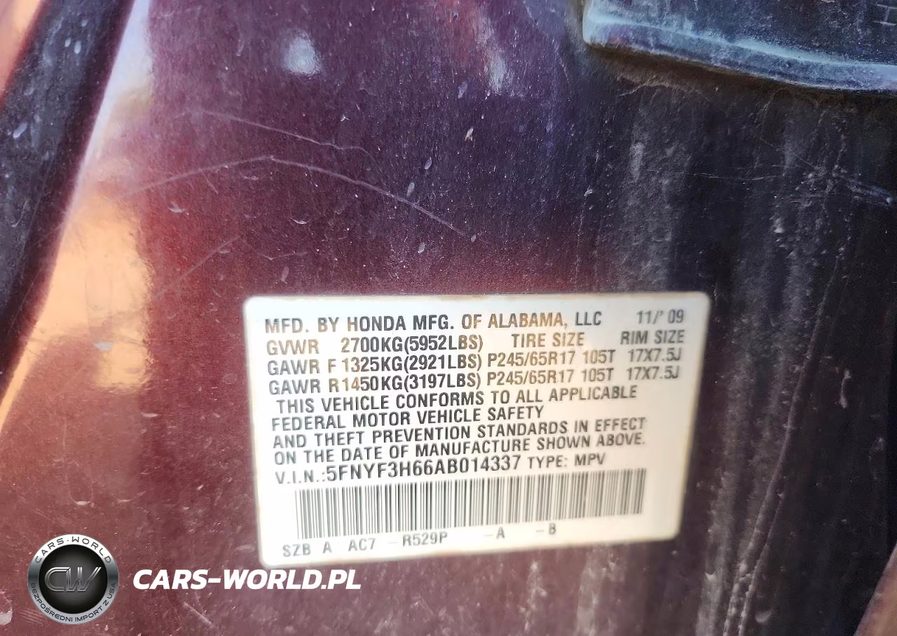 2010 Honda Pilot Ex-L VIN:5FNYF3H66AB014337 - 14