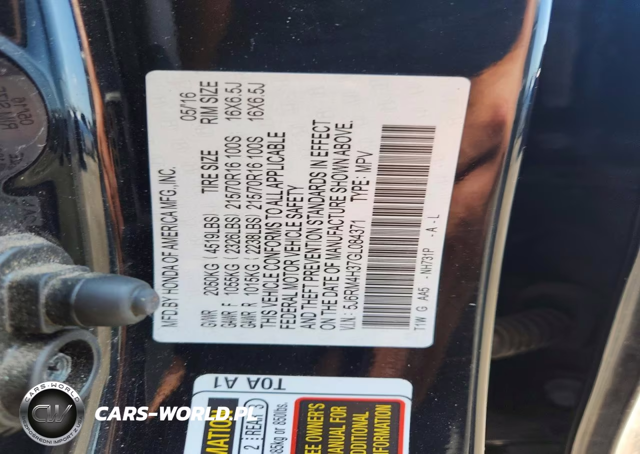 2016 Honda Cr-V Lx VIN:5J6RM4H37GL084371 - 14