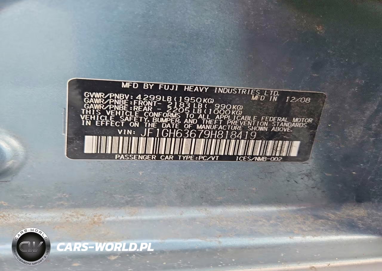 2009 Subaru Impreza Outback Sport VIN:JF1GH63679H818419 - 12