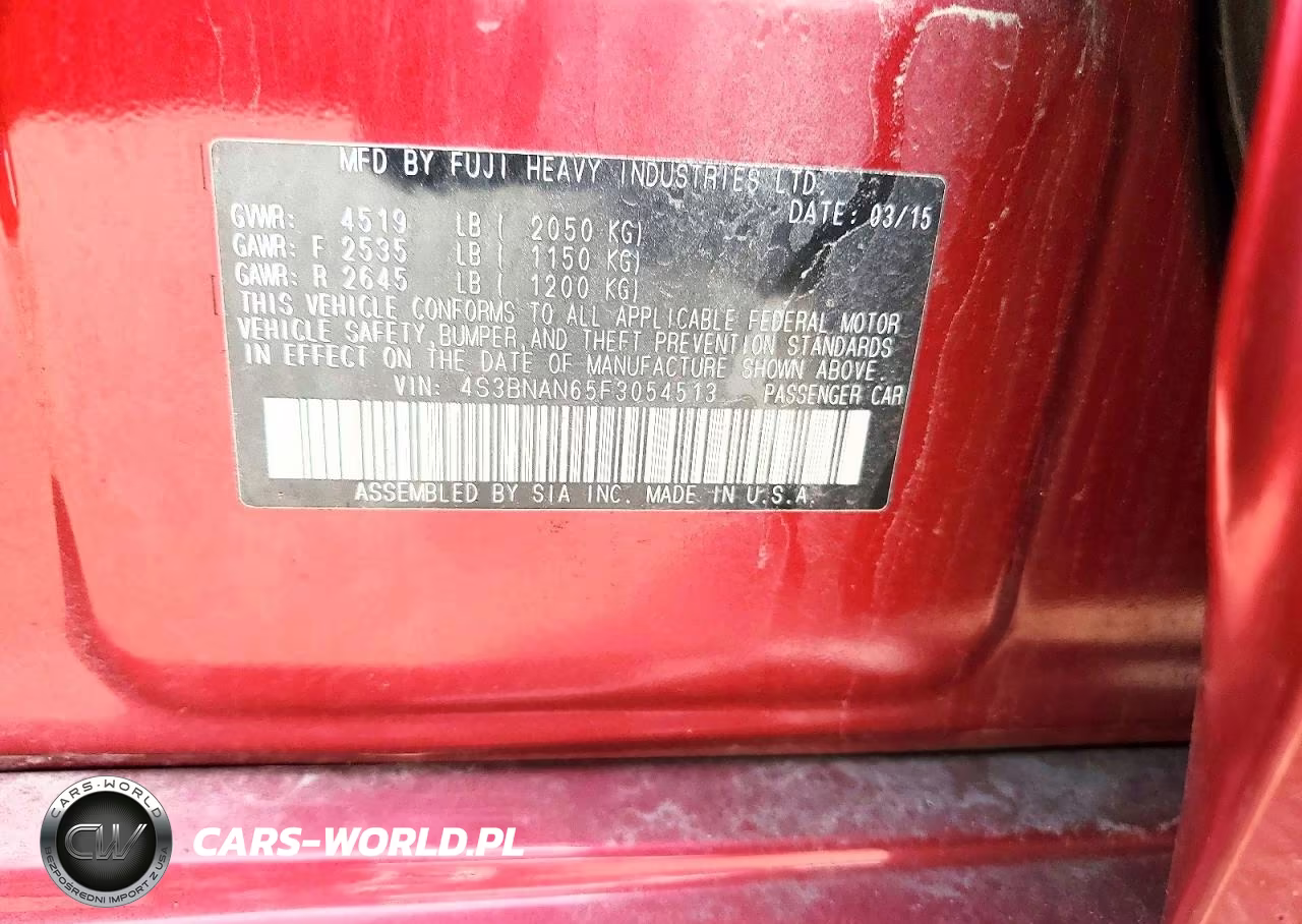 2015 Subaru Legacy 2.5I Limited VIN:4S3BNAN65F3054513 - 12