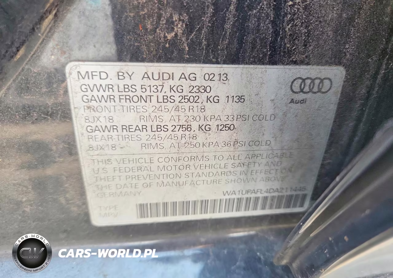 2013 Audi A4 Allroad Premium Plus VIN:WA1UFAFL4DA211445 - 13