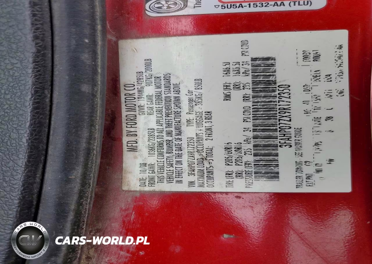 2009 Ford Fusion Se VIN:3FAHP07ZX9R172350 - 12