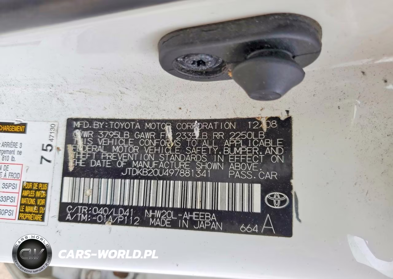 2009 Toyota Prius Base VIN:JTDKB20U497881341 - 12