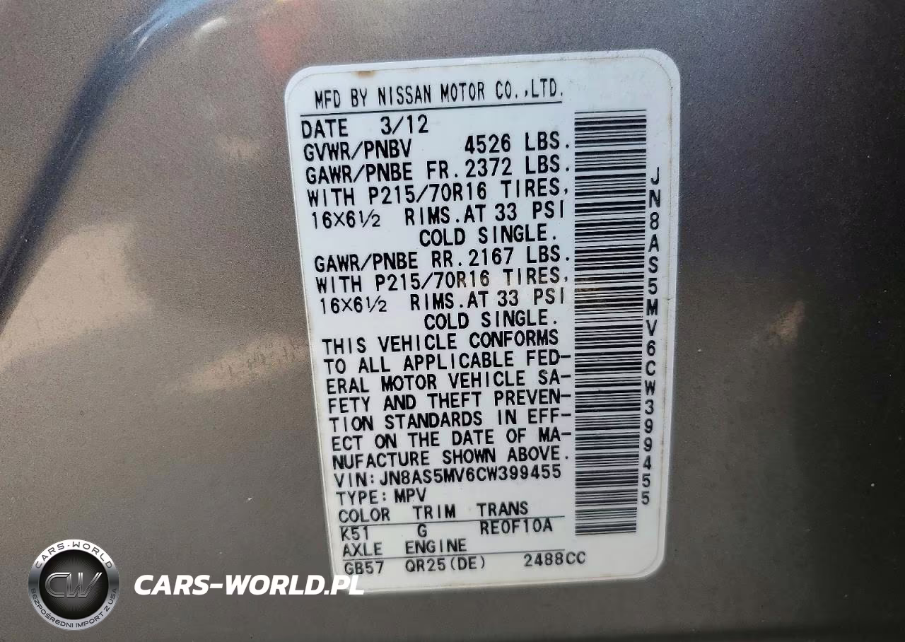 2012 Nissan Rogue S VIN:JN8AS5MV6CW399455 - 13