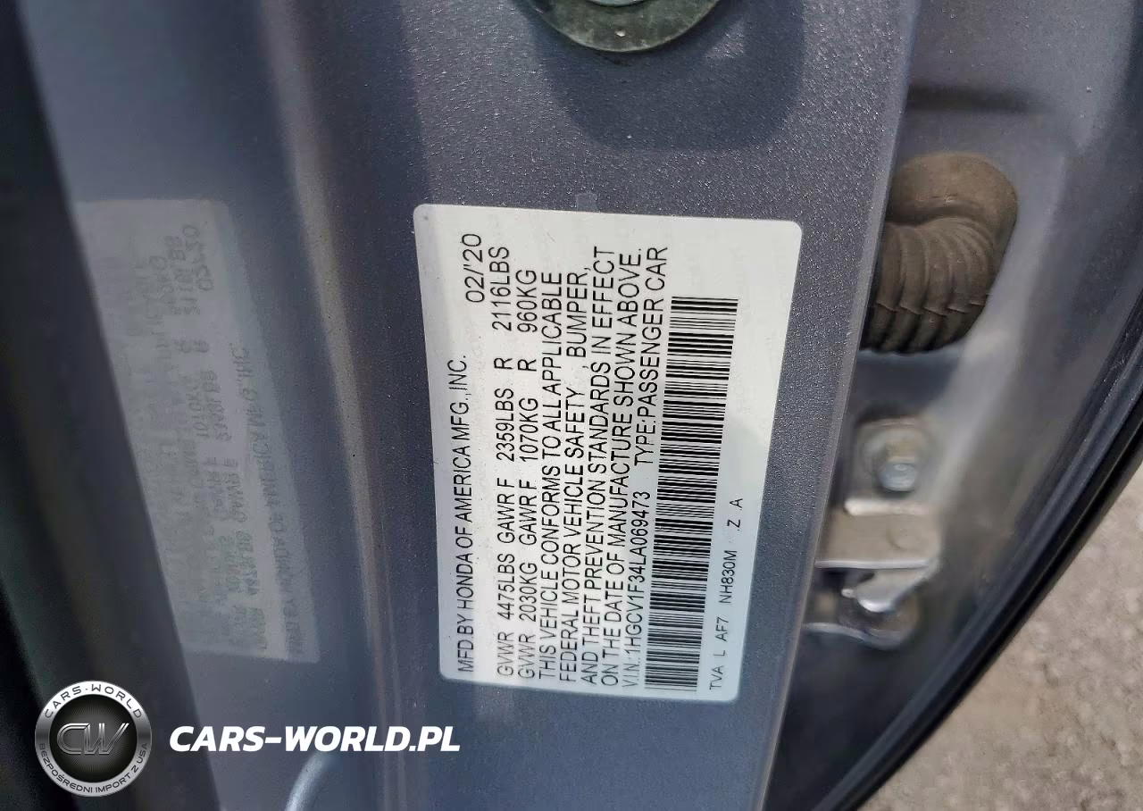 2020 Honda Accord Sport VIN:1HGCV1F34LA069473 - 12