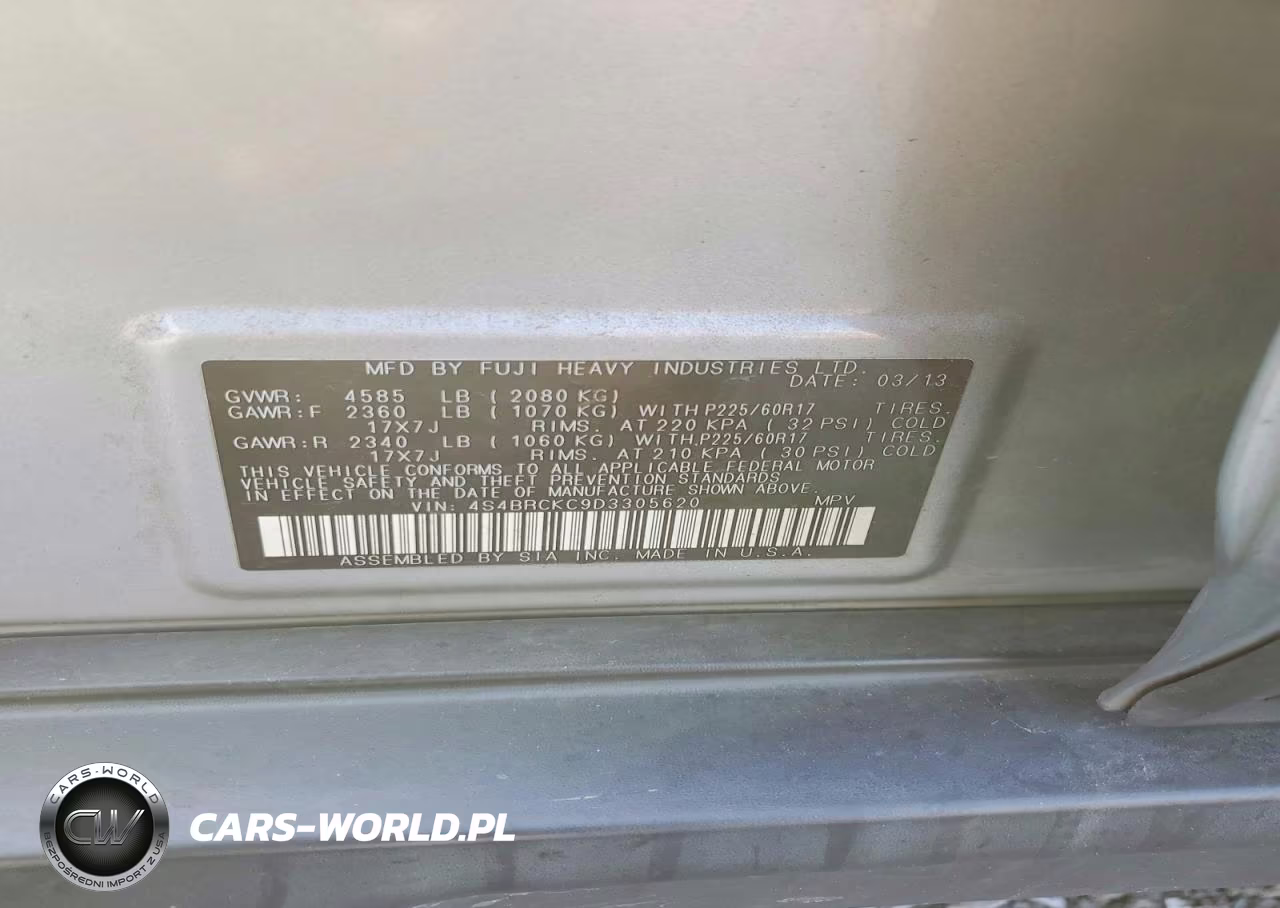2013 Subaru Outback 2.5I Limited VIN:4S4BRCKC9D3305620 - 13