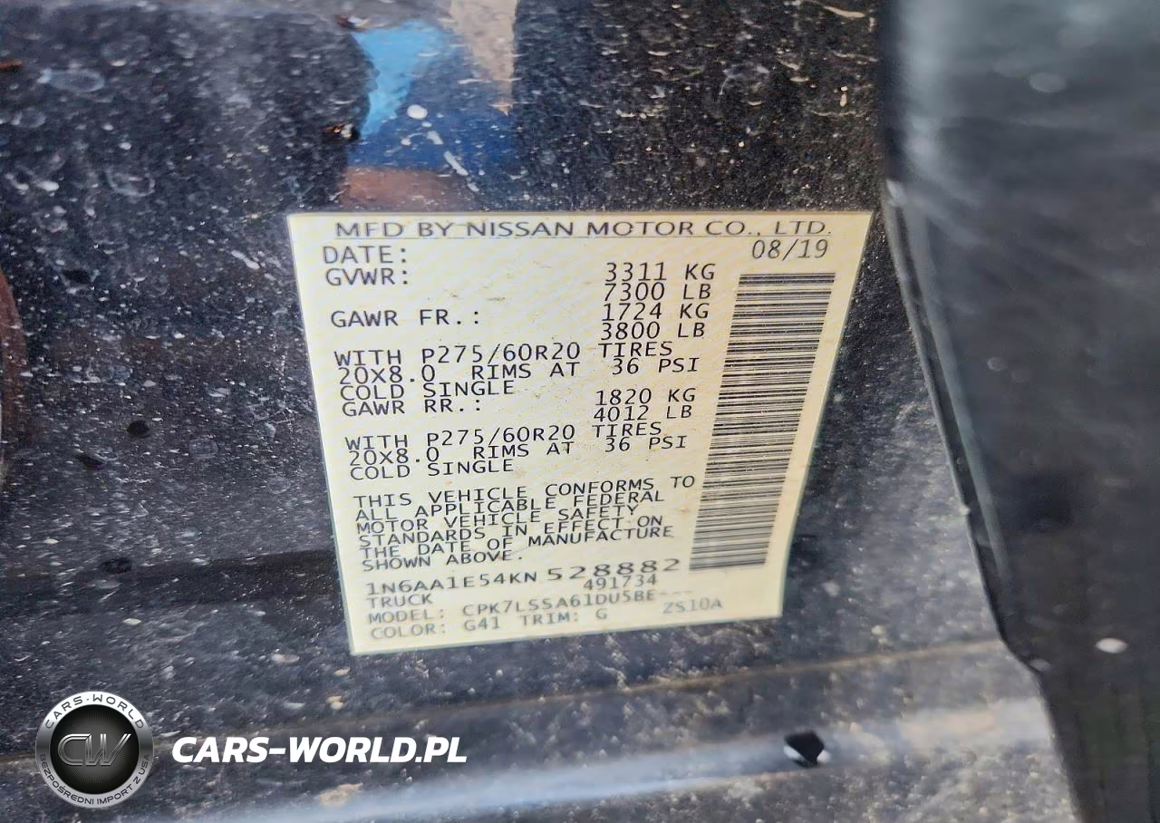 2019 Nissan Titan Sv VIN:1N6AA1E54KN528882 - 13