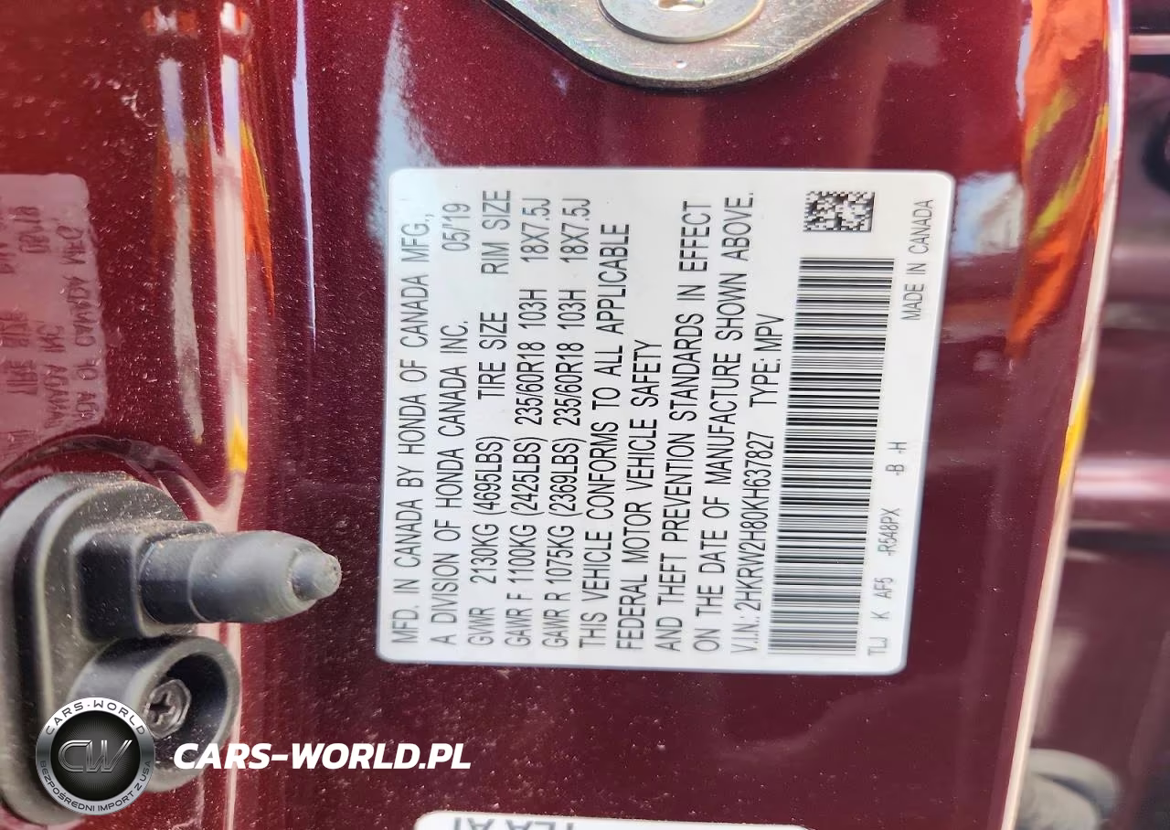 2019 Honda Cr-V Exl VIN:2HKRW2H80KH637827 - 13