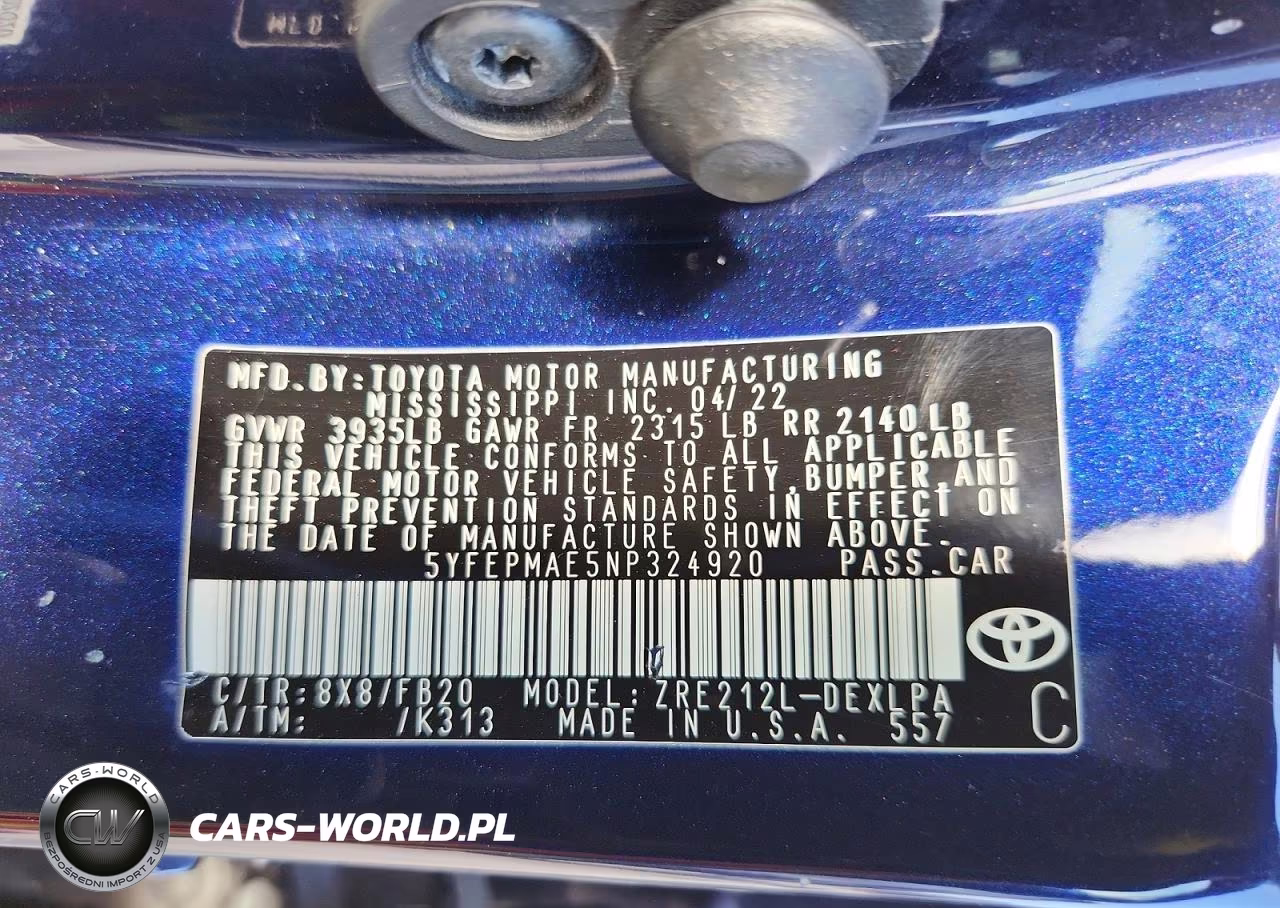 2022 Toyota Corolla Le VIN:5YFEPMAE5NP324920 - 12