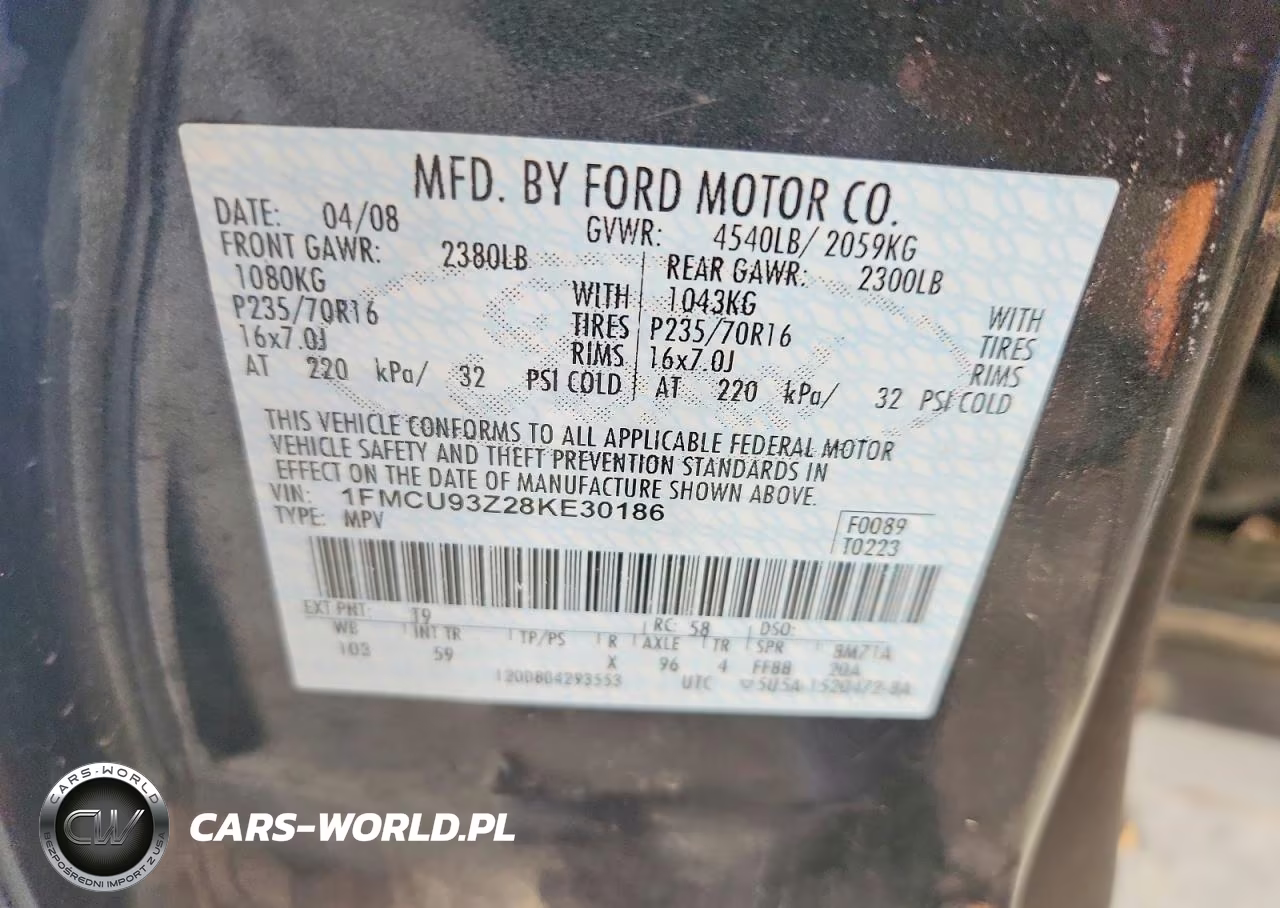 2008 Ford Escape Xlt VIN:1FMCU93Z28KE30186 - 12