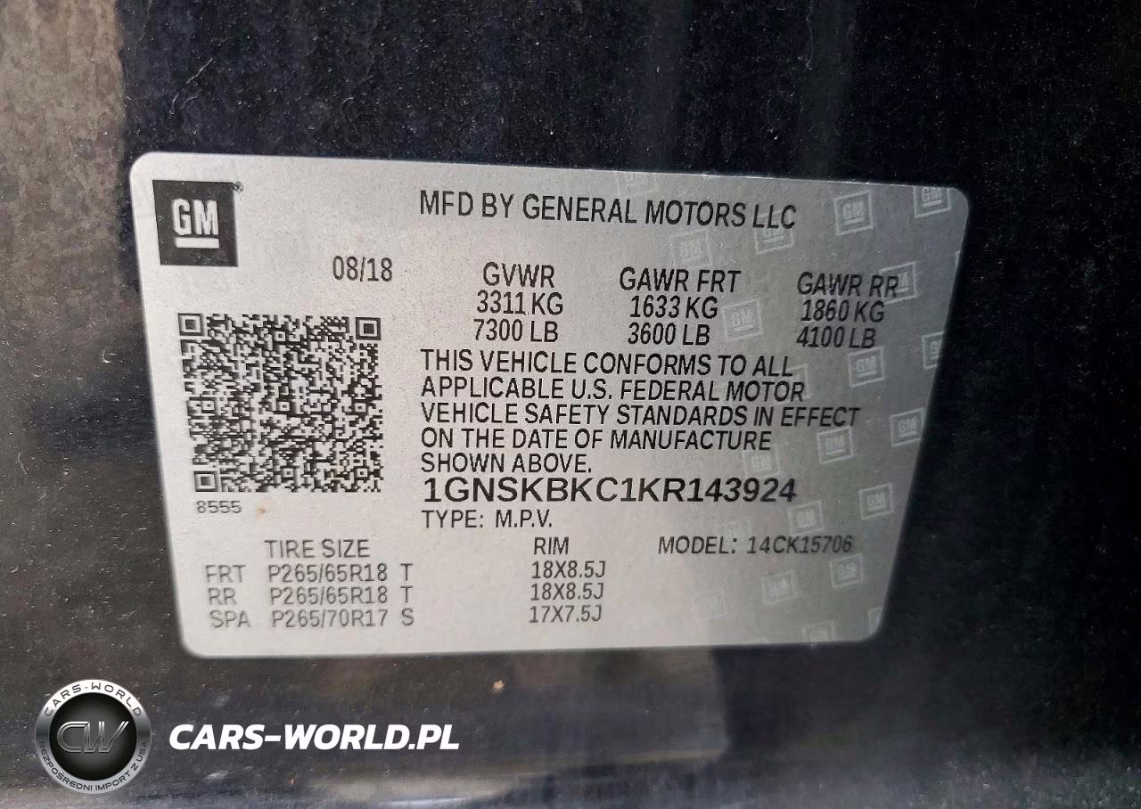 2019 Chevrolet Tahoe K1500 Lt VIN:1GNSKBKC1KR143924 - 13