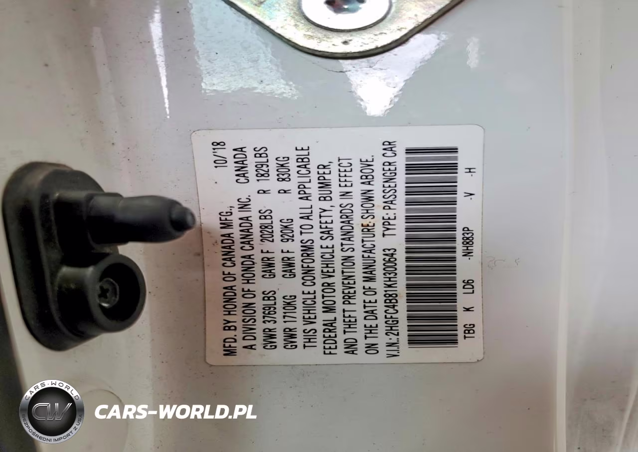 2019 Honda Civic Sport VIN:2HGFC4B81KH300643 - 12