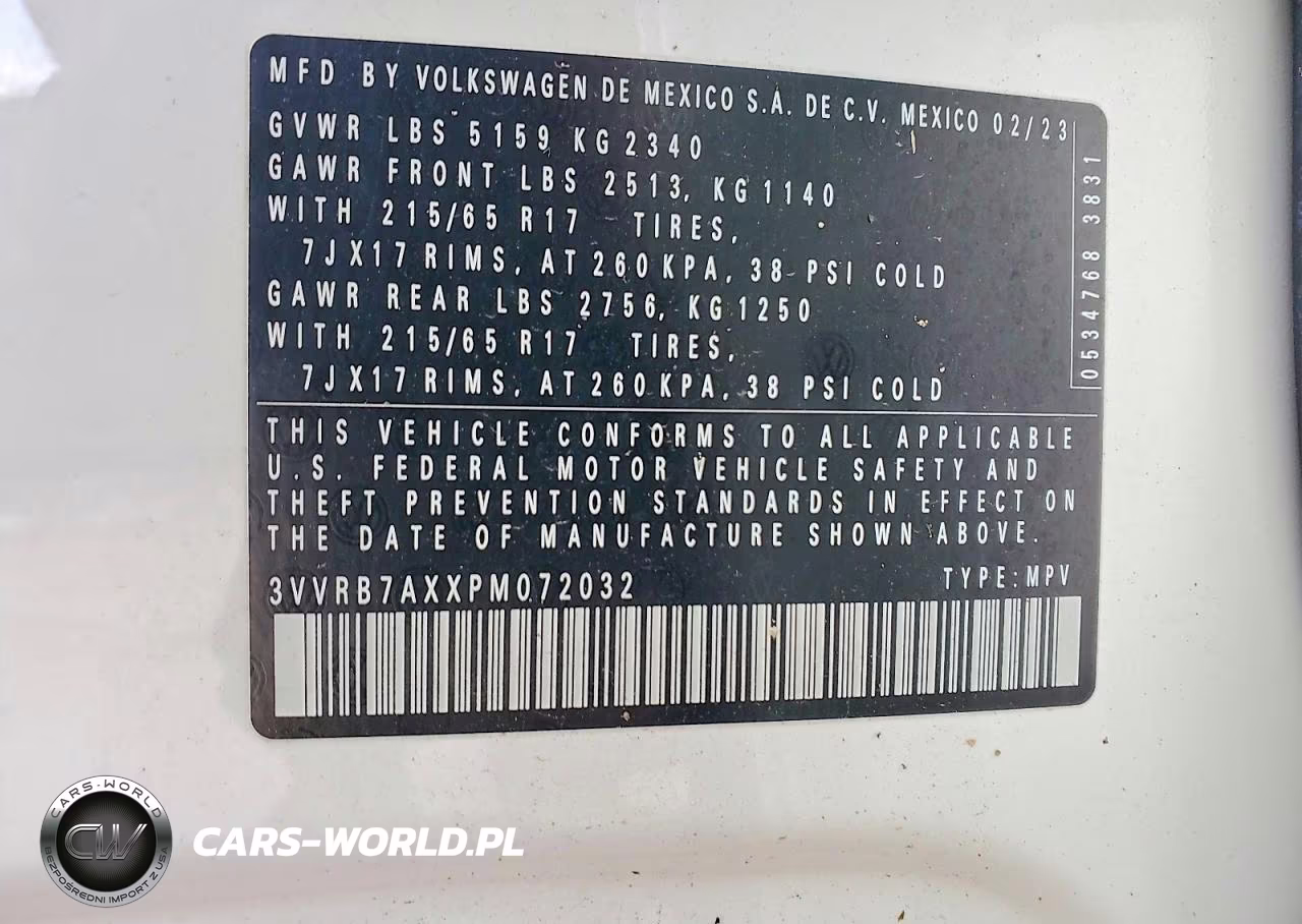 2023 Volkswagen Tiguan S VIN:3VVRB7AXXPM072032 - 13