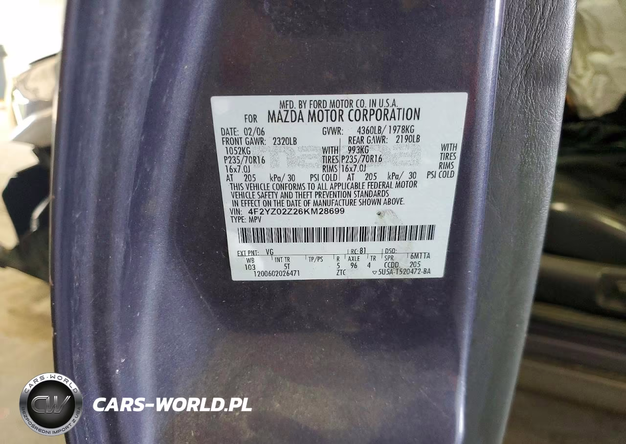 2006 Mazda Tribute I VIN:4F2YZ02Z26KM28699 - 13