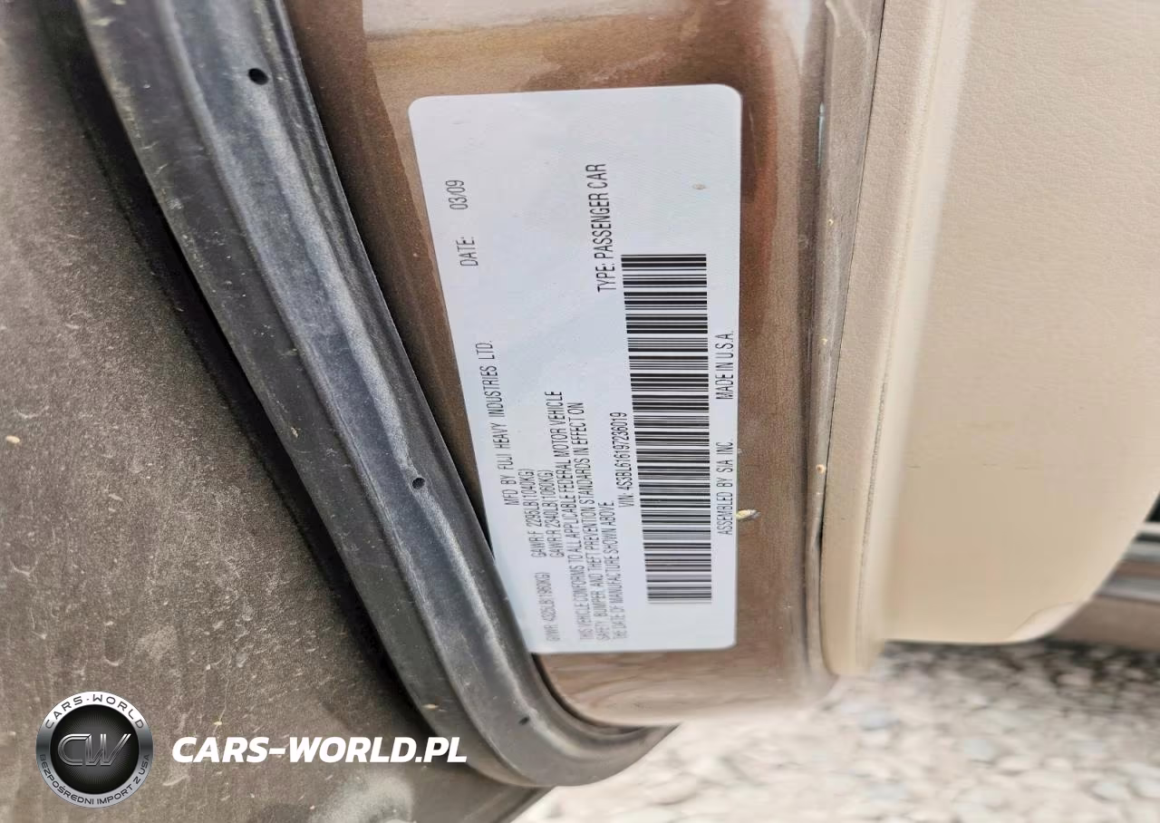 2009 Subaru Legacy 2.5I VIN:4S3BL616197236019 - 12
