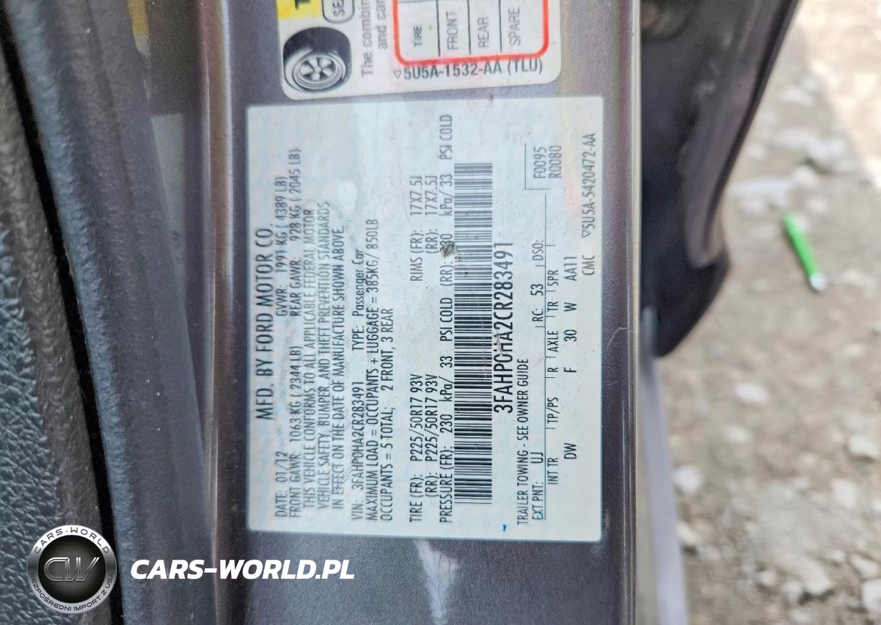 2012 Ford Fusion Se VIN:3FAHP0HA2CR283491 - 12