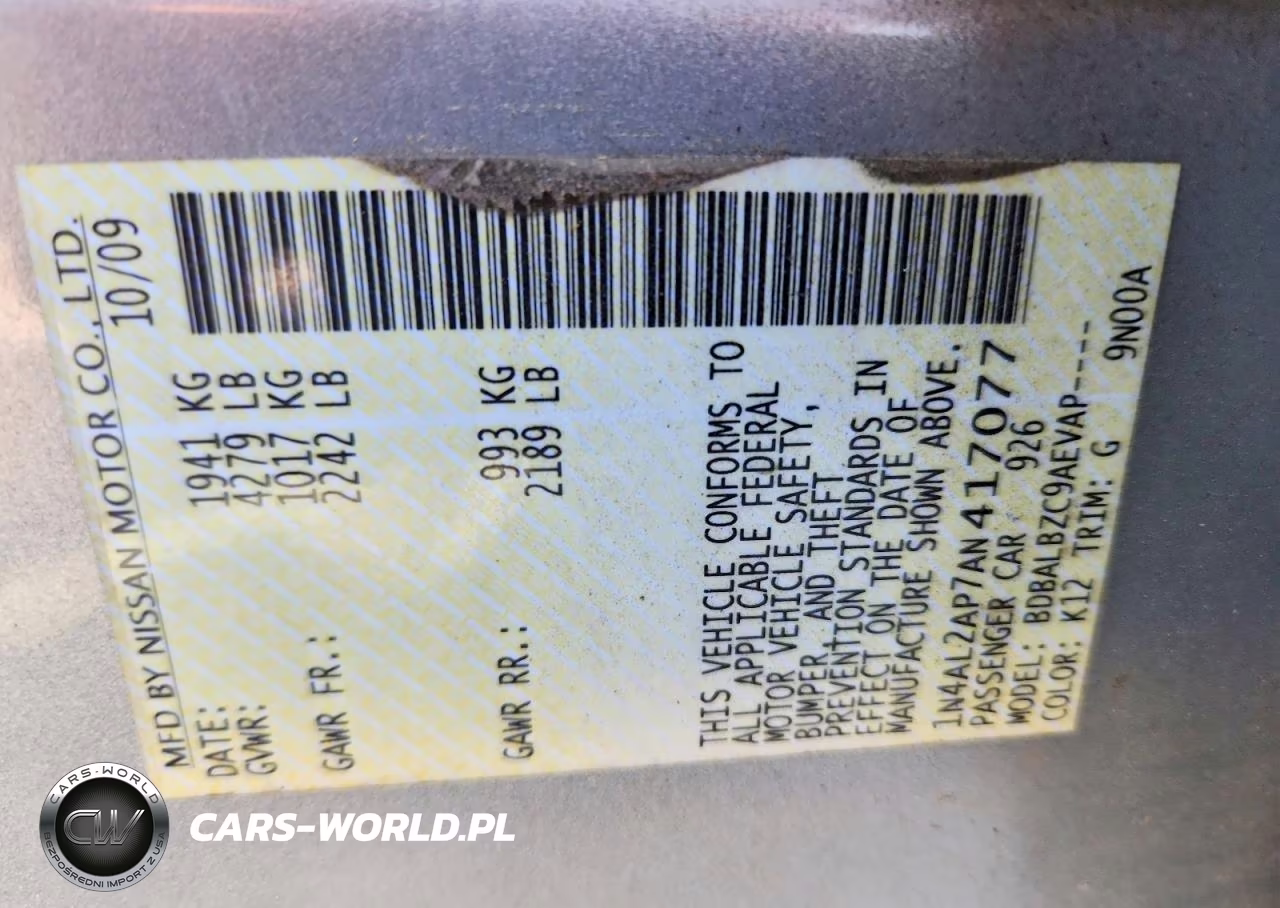 2010 Nissan Altima 2.5 VIN:1N4AL2AP7AN417077 - 12