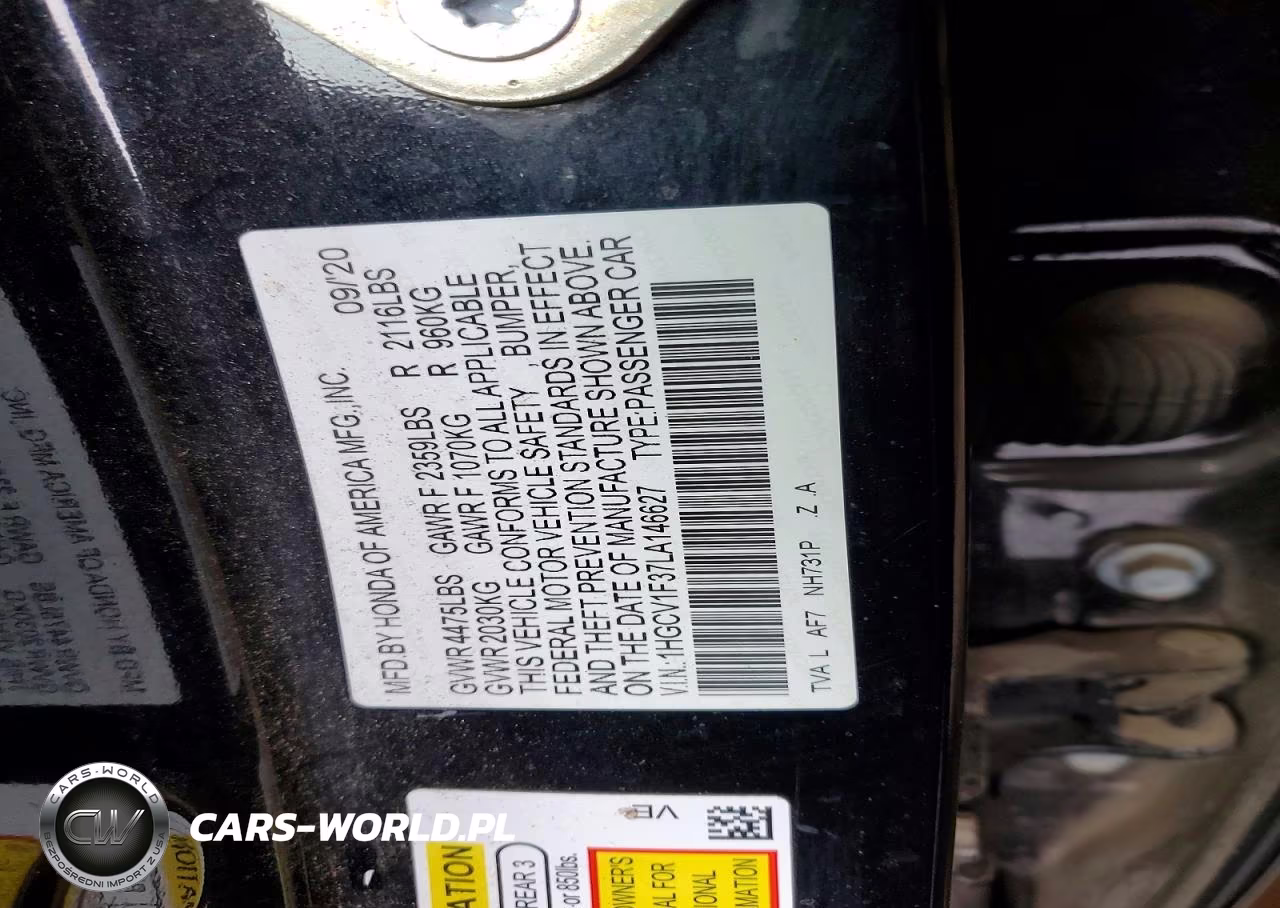 2020 Honda Accord Sport VIN:1HGCV1F37LA146627 - 12