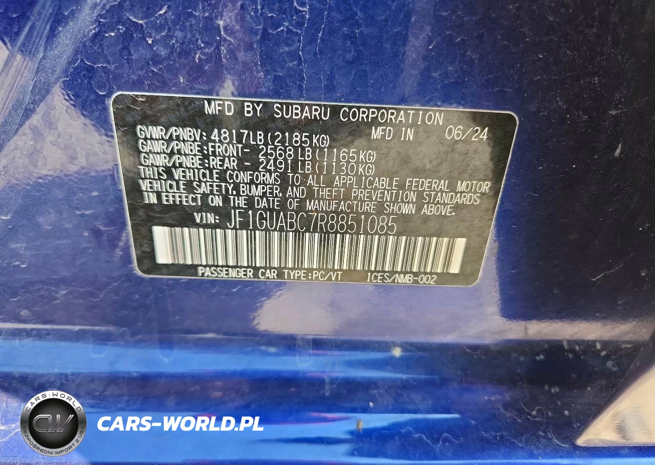 2024 Subaru Impreza VIN:JF1GUABC7R8851085 - 12