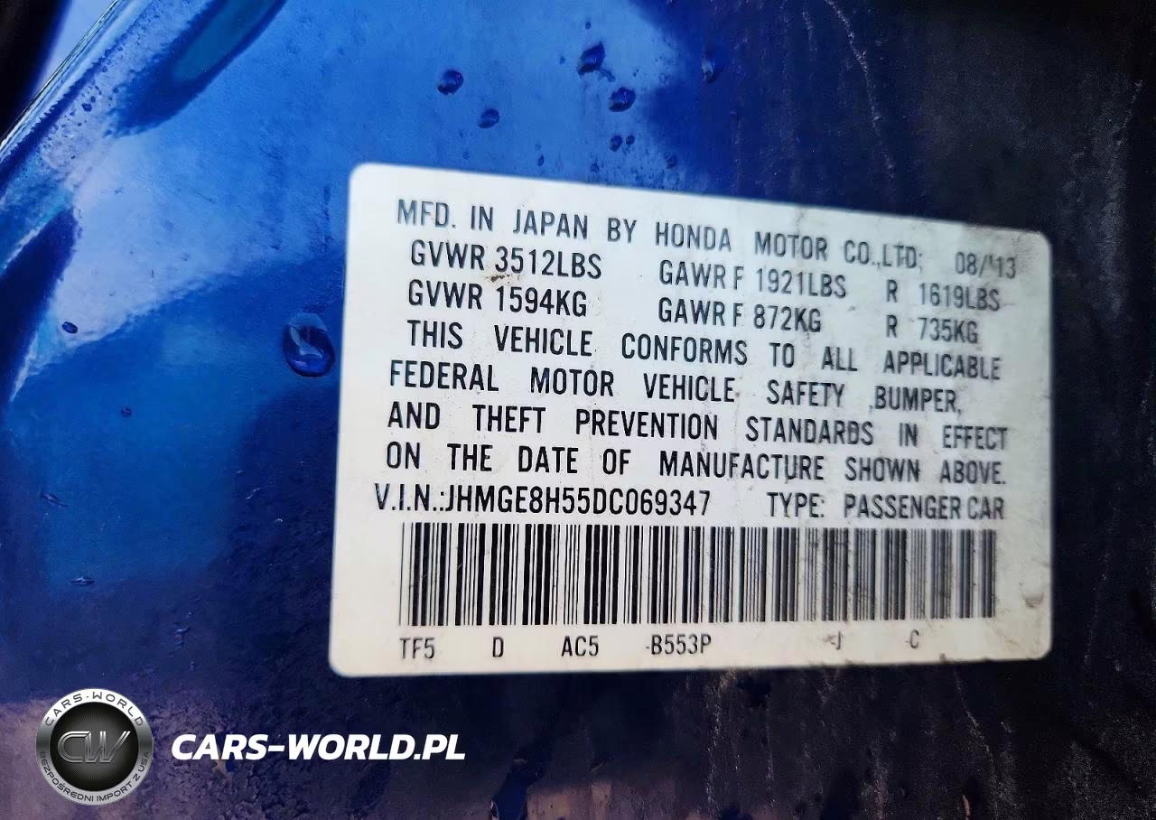 2013 Honda Fit Sport VIN:JHMGE8H55DC069347 - 12