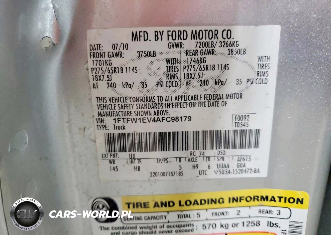 2010 Ford F150 Supercrew VIN:1FTFW1EV4AFC98179 - 12