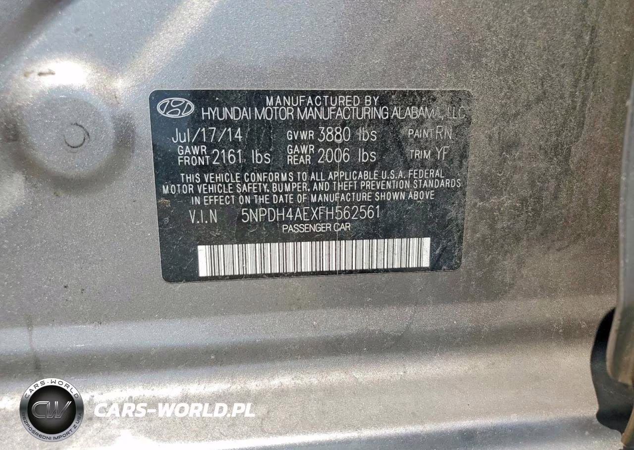 2015 Hyundai Elantra Limited VIN:5NPDH4AEXFH562561 - 12