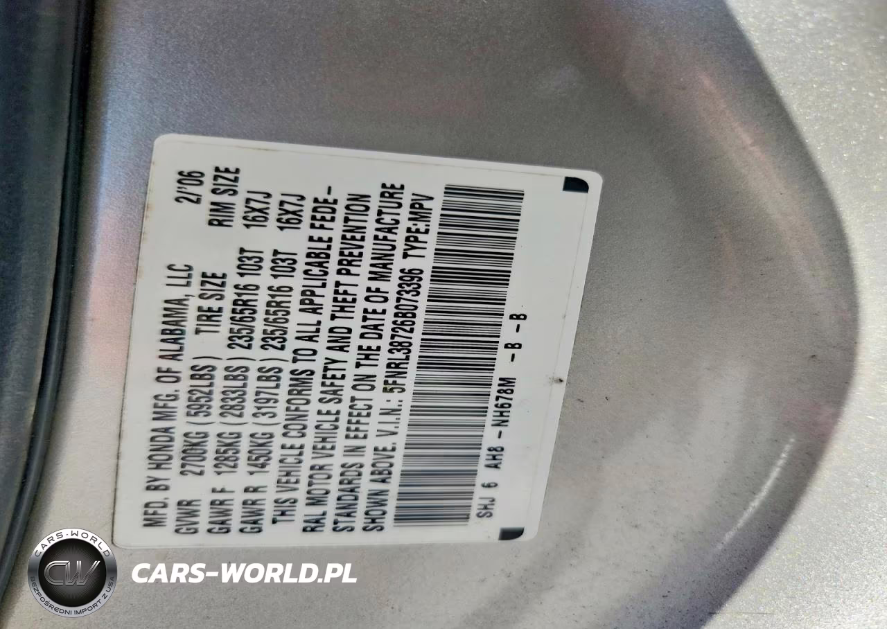 2006 Honda Odyssey Exl VIN:5FNRL38726B073396 - 14