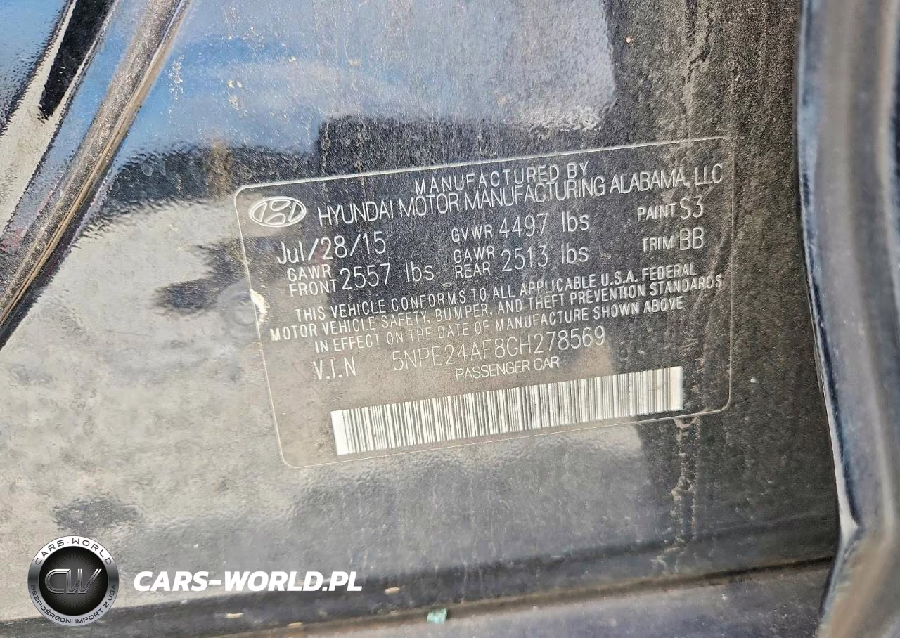2016 Hyundai Sonata Se VIN:5NPE24AF8GH278569 - 12