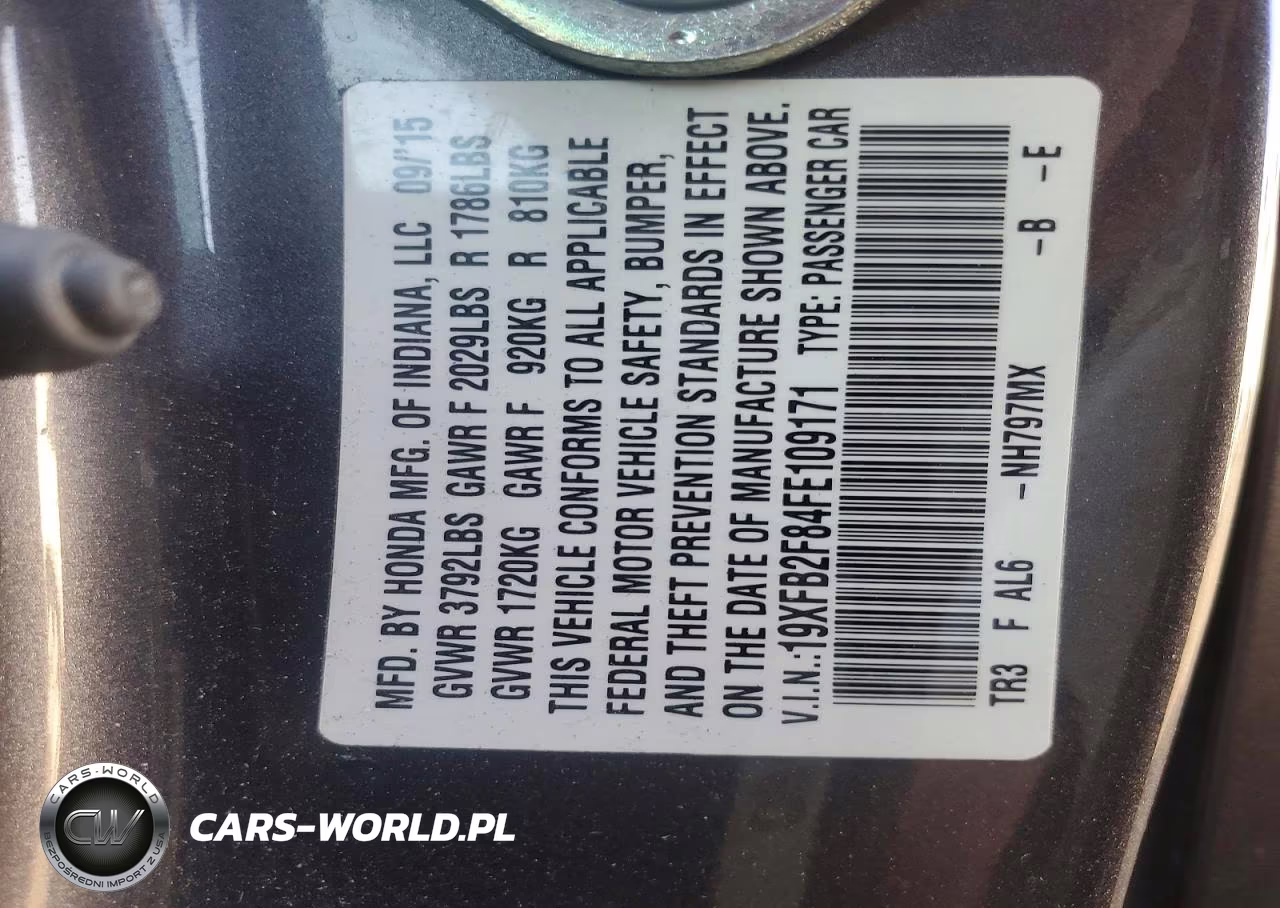 2015 Honda Civic Ex VIN:19XFB2F84FE109171 - 12