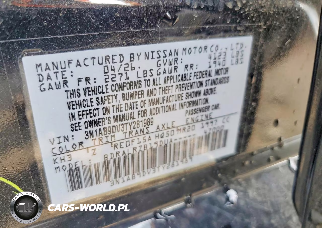 2026 Nissan Sentra Sr VIN:3N1AB9DV3TY281989 - 12