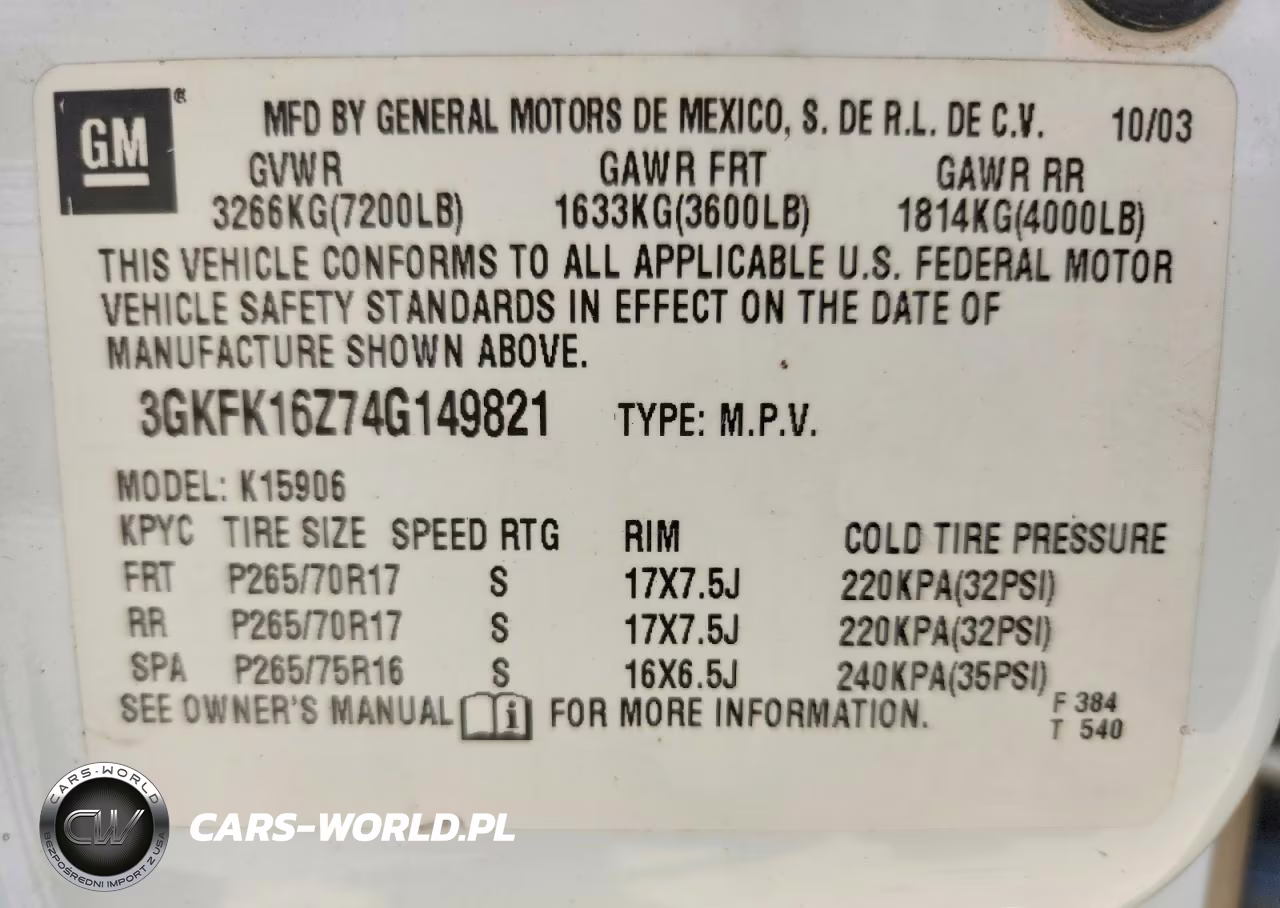2004 GMC Yukon Xl K1500 VIN:3GKFK16Z74G149821 - 13