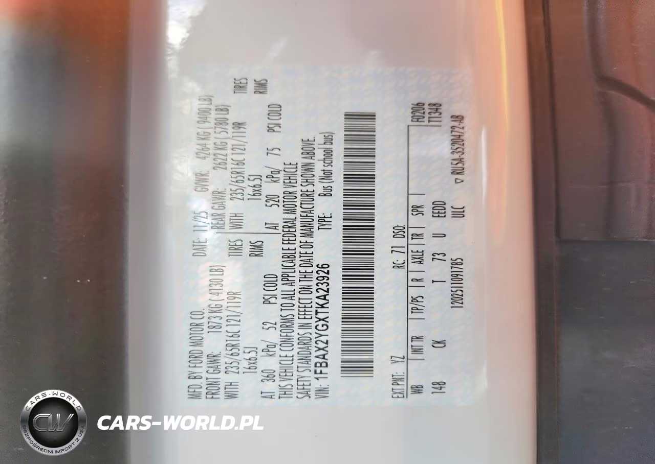 2026 Ford Transit T-350 VIN:1FBAX2YGXTKA23926 - 14