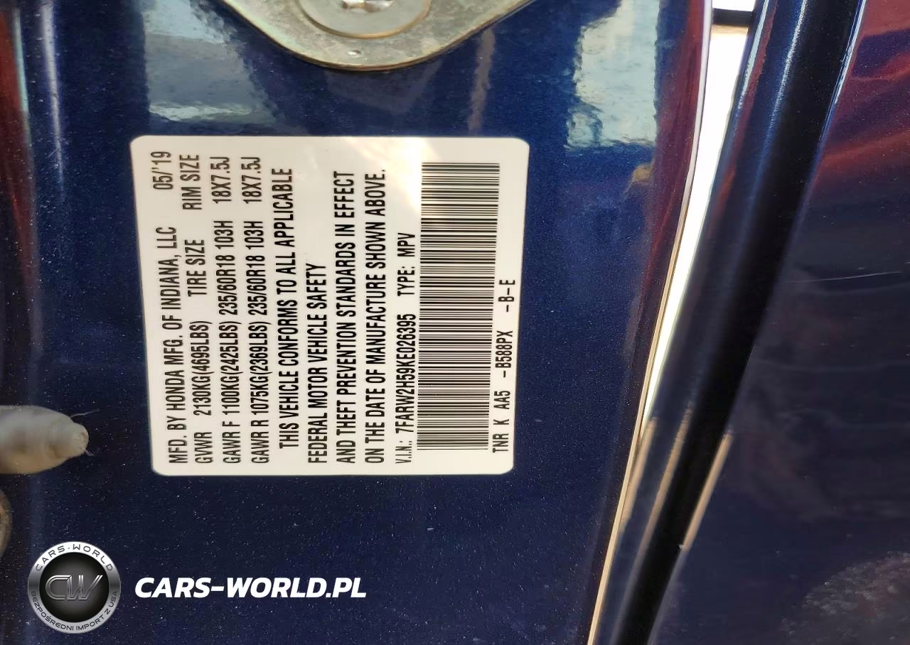 2019 Honda Cr-V Ex VIN:7FARW2H59KE026395 - 13