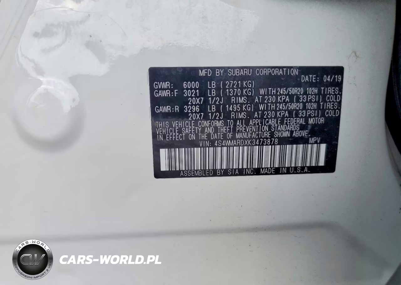 2019 Subaru Ascent Touring VIN:4S4WMARDXK3473878 - 13