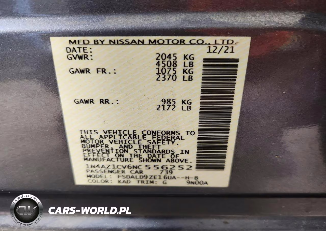 2022 Nissan Leaf Sv VIN:1N4AZ1CV6NC556252 - 12
