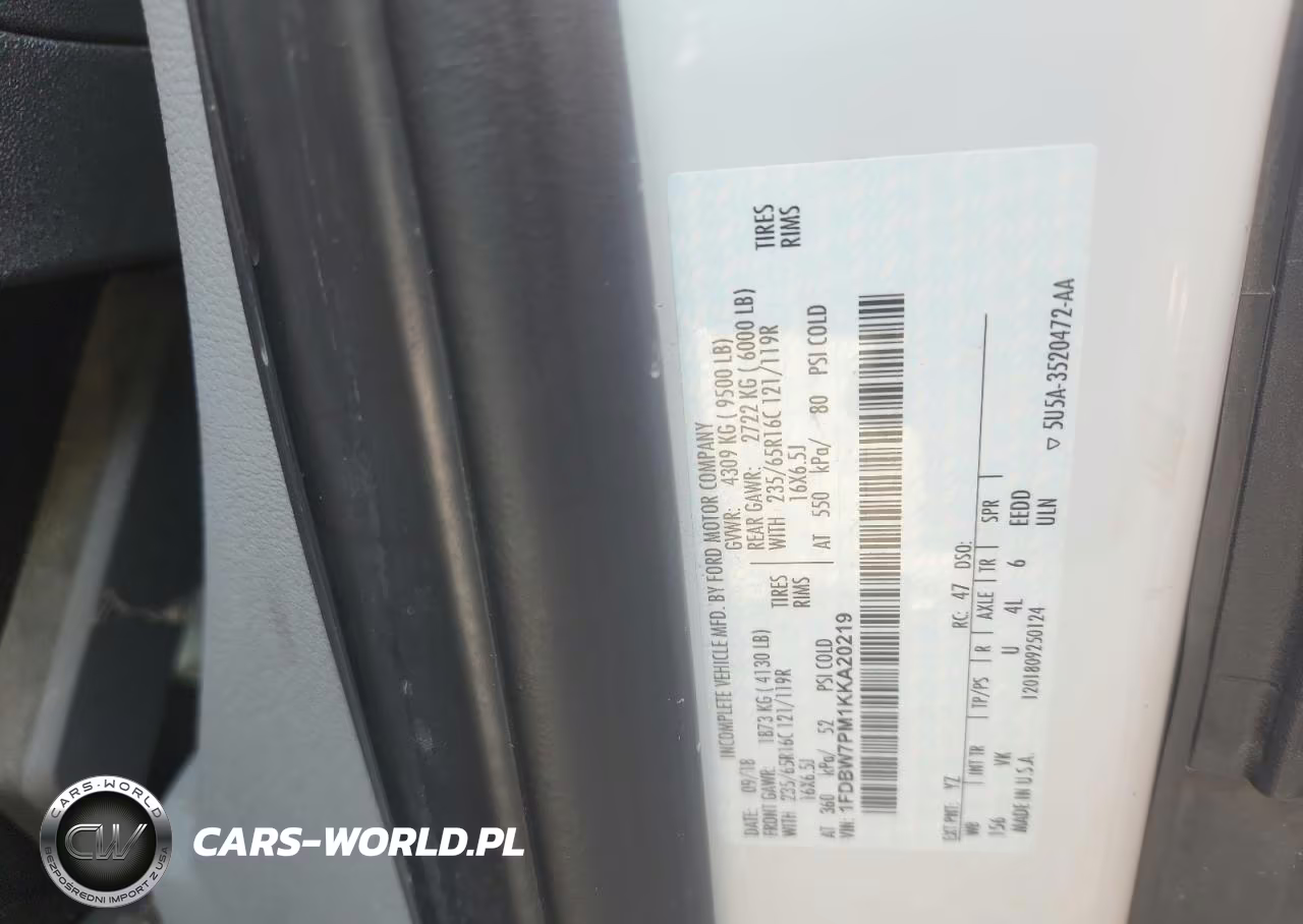 2019 Ford Transit T-350 VIN:1FDBW7PM1KKA20219 - 13