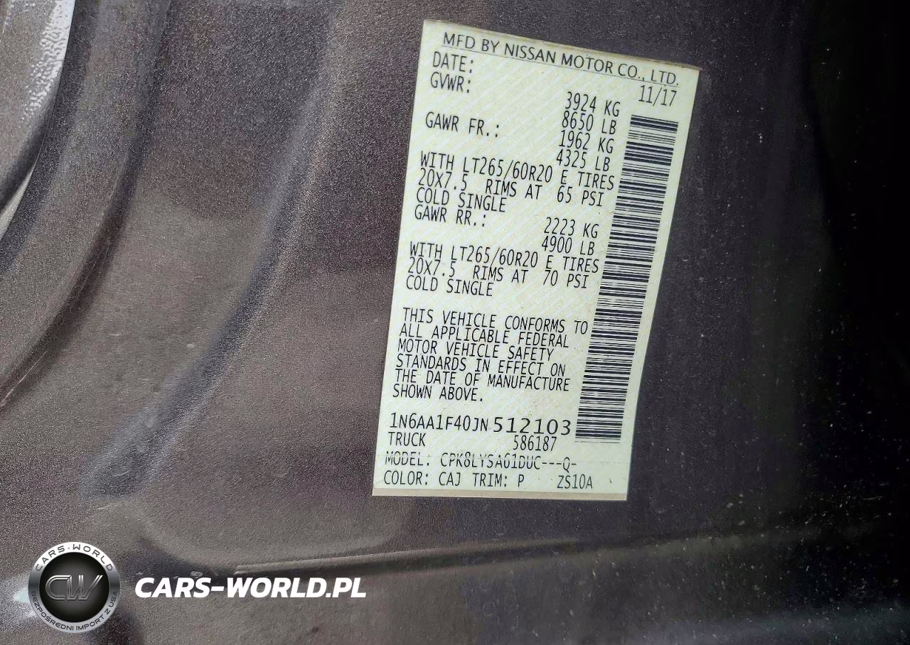 2018 Nissan Titan Xd Platinum Reserve VIN:1N6AA1F40JN512103 - 12