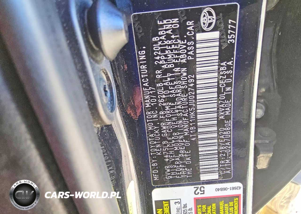 2018 Toyota Camry Se VIN:4T1B11HK5JU027492 - 12