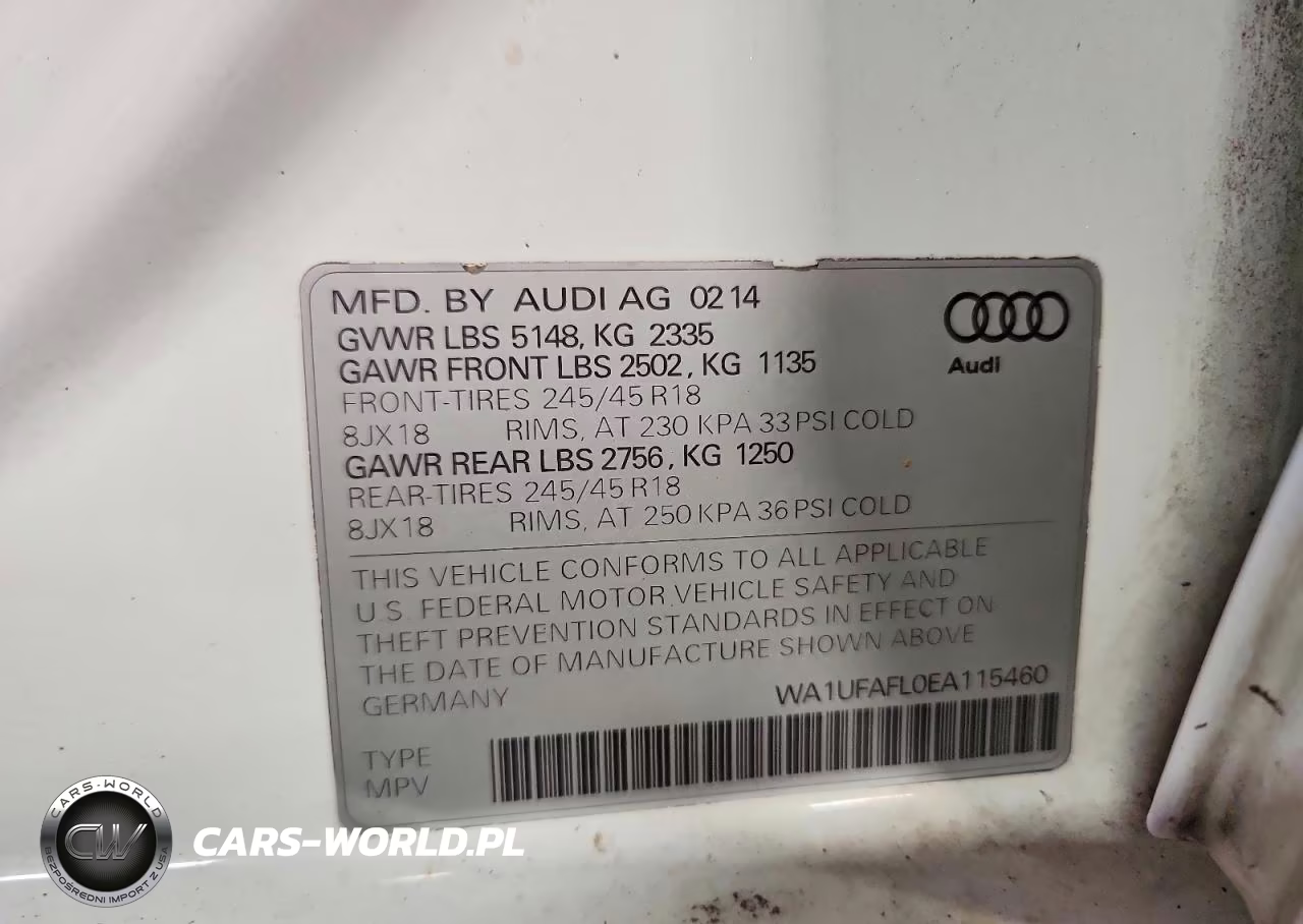 2014 Audi A4 Allroad Premium Plus VIN:WA1UFAFL0EA115460 - 12