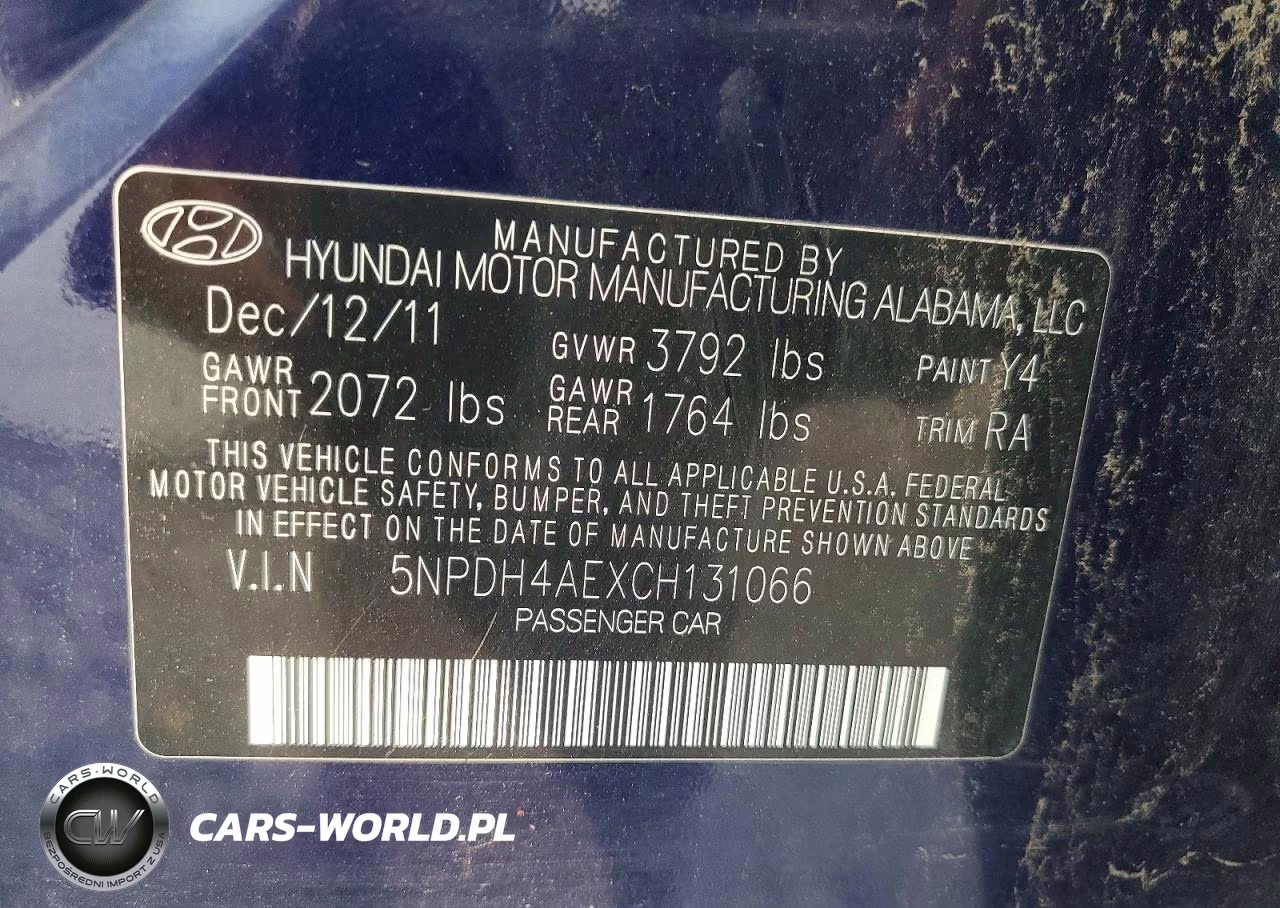 2012 Hyundai Elantra Gls VIN:5NPDH4AEXCH131066 - 12